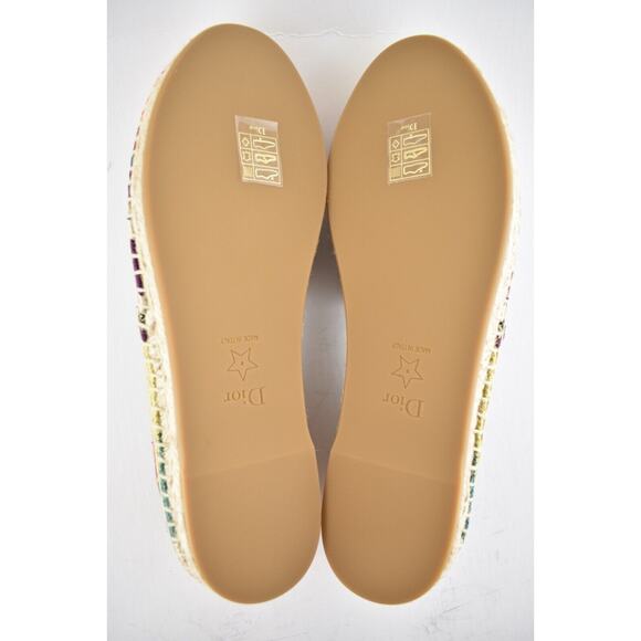 Dior Granville In Lights Pink Black Cotton Logo Embroidered Espadrille Flat 38 - Picture 10 of 10